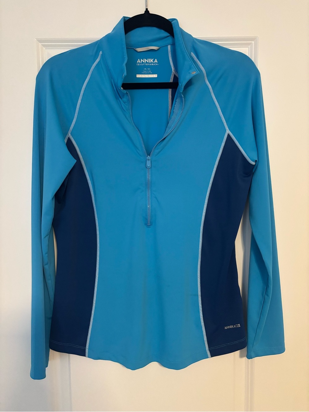 Cutter & Buck Annika Two-Tone Blue Quarter-Zip Performance Top